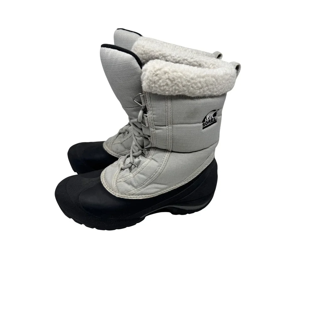 🔥Sorel🖤🩶🖤 Winter Snow waterproof Boots Grey Black Thinsulate ⭐️Likenew 7‎